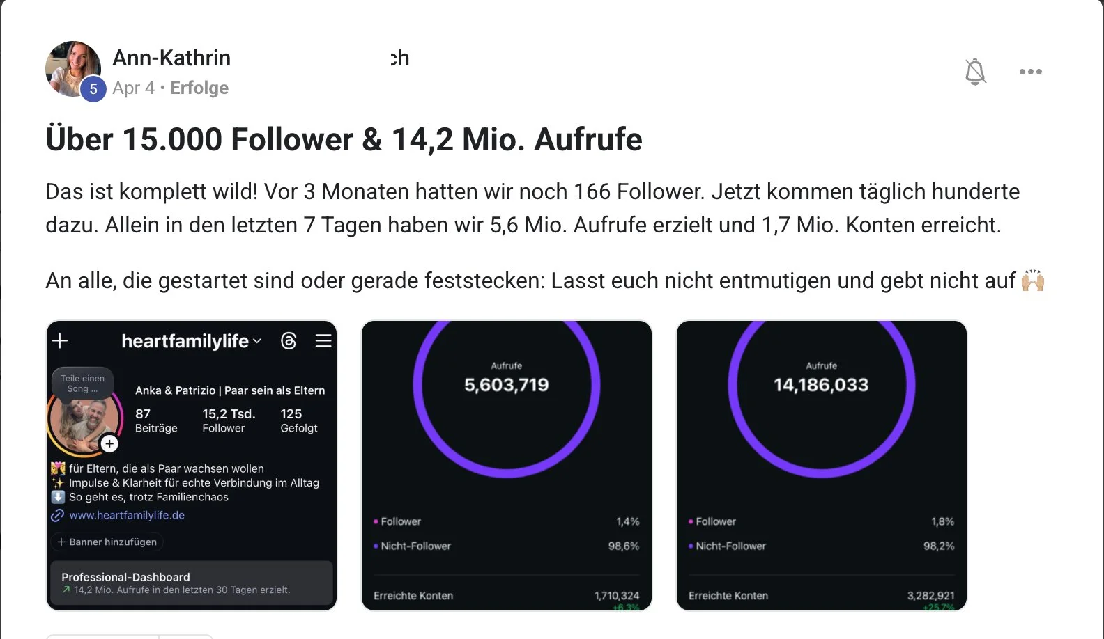 Mitglied der KI Creator Akademie: Eltern-Coachin Ann-Kathrin erreicht über 15.000 Follower und 14,2 Mio. Aufrufe