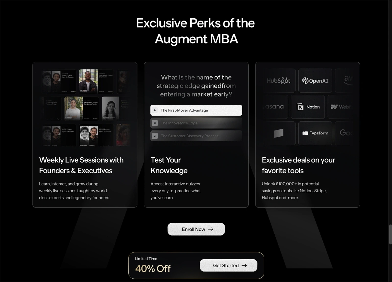 Augment MBA — landing page design