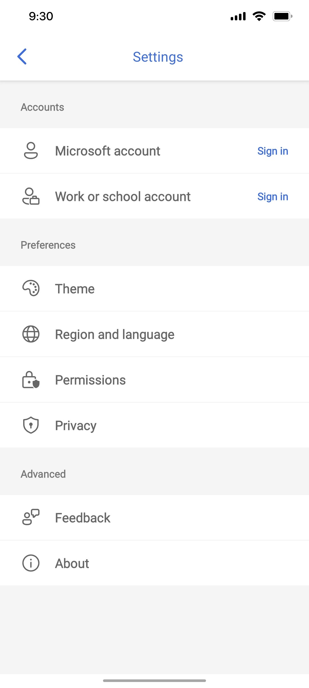 Microsoft copilot Settings screen