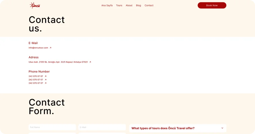 website mockup contact