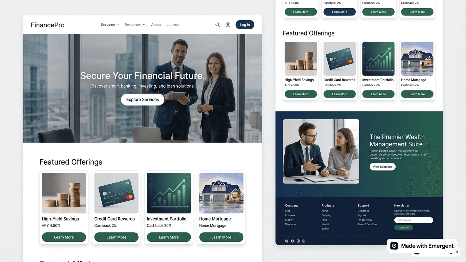 Financial website made with emergent