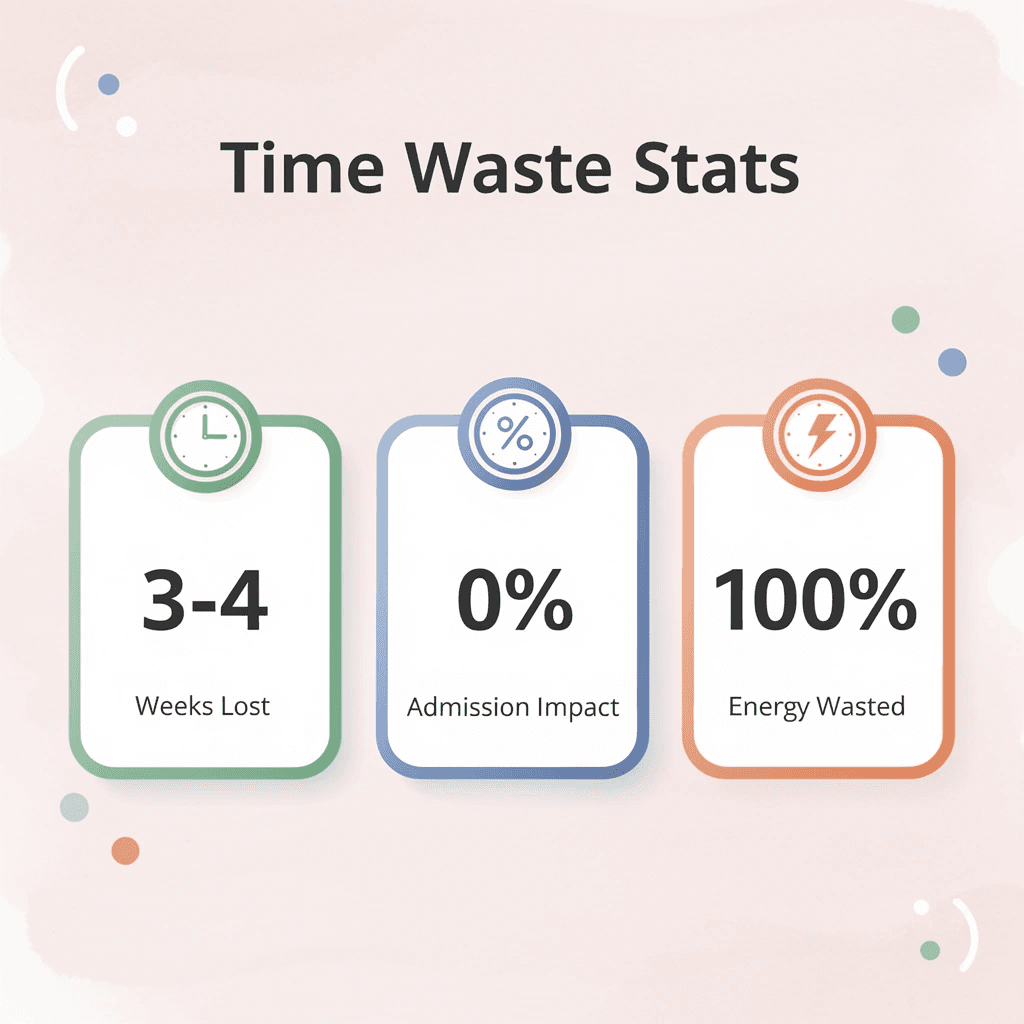 Statistics showing time wasted on test choice decisions