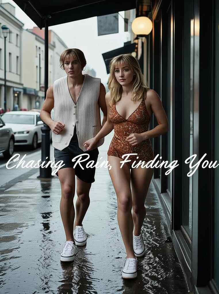 rainy run hand pull romance, created by ai book cover generator