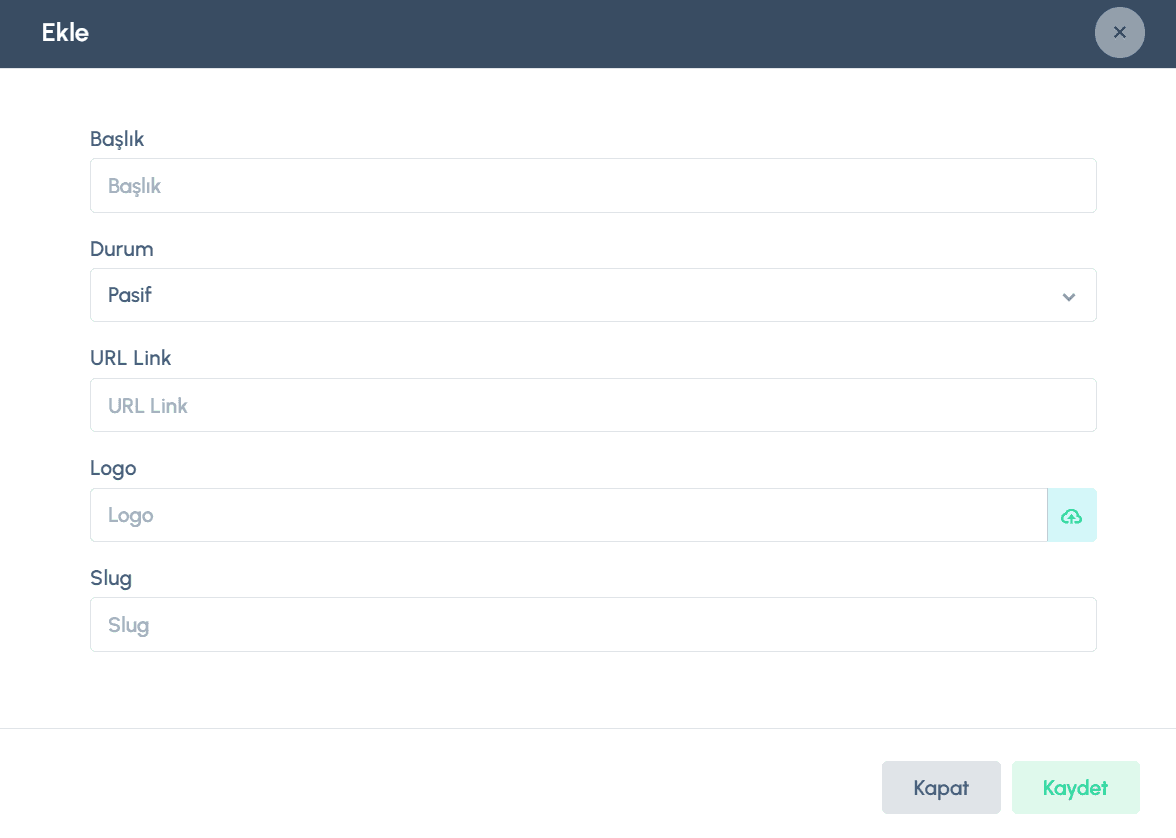 Marka Ekleme ve Düzenleme Penceresi