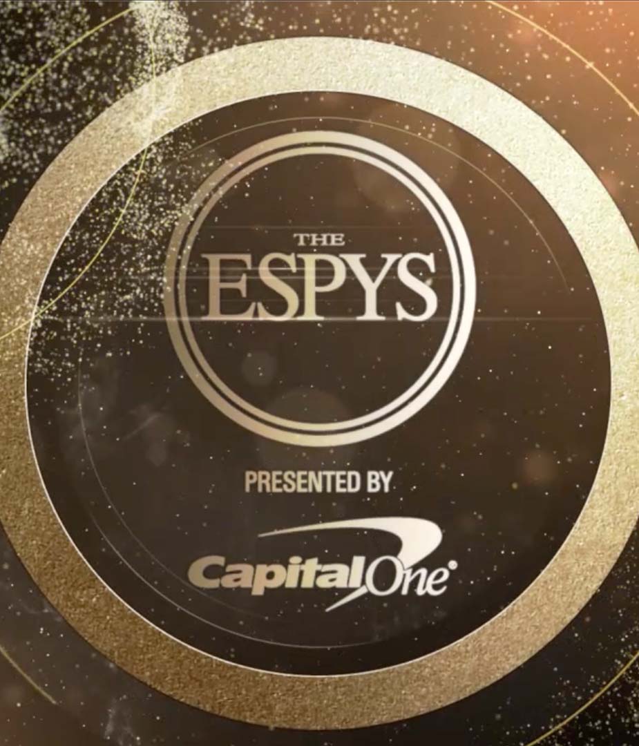 Stylized ESPYS logo in gold-ring animation, representative of real-time graphics templates and promotional assets created for ABC’s sports awards show.