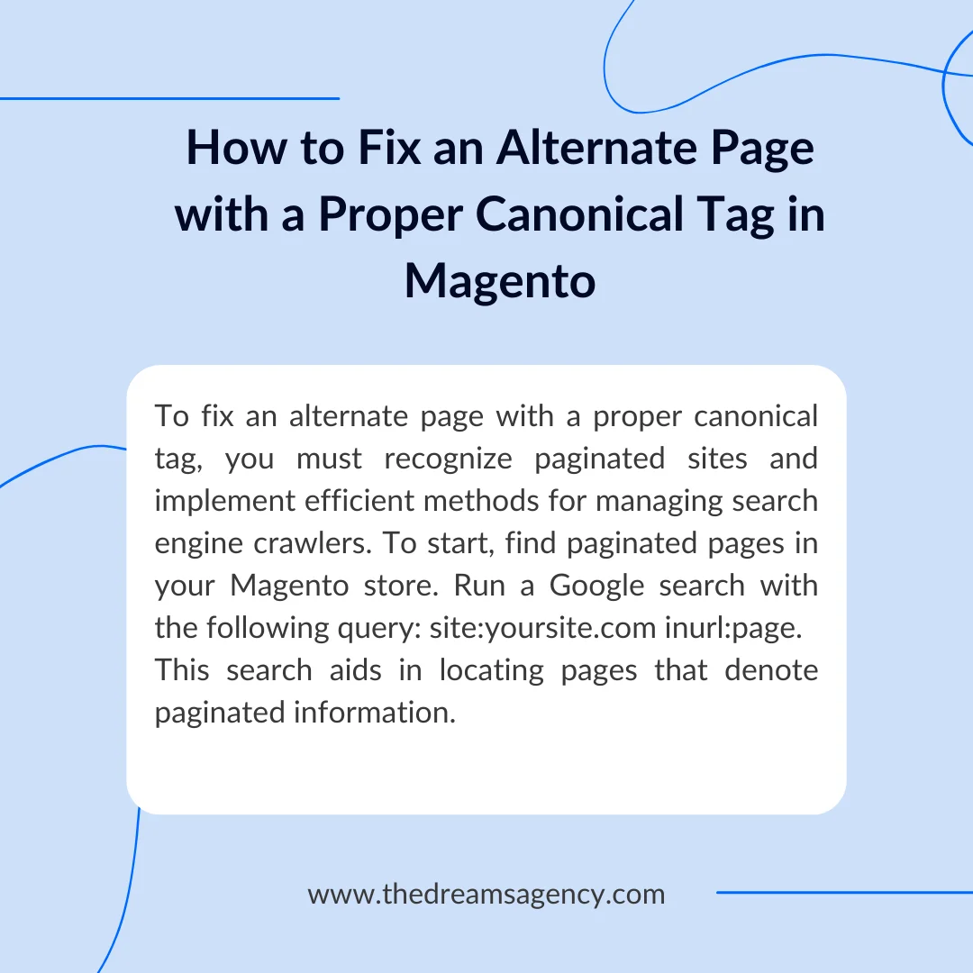 A post answering how to fix an alternate page with a proper canonical tag in Magento