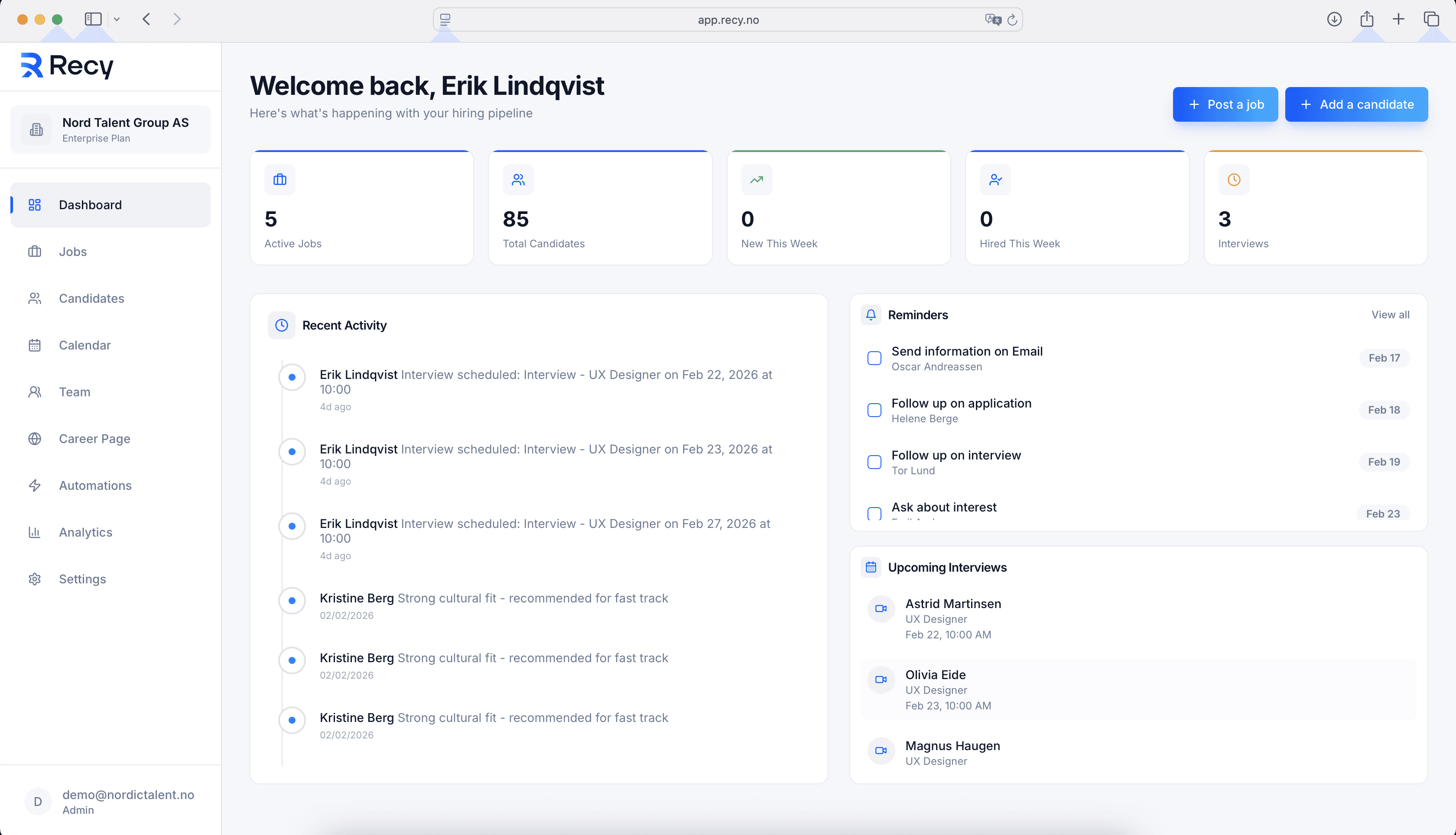 An image of Dreelio's dashboard
