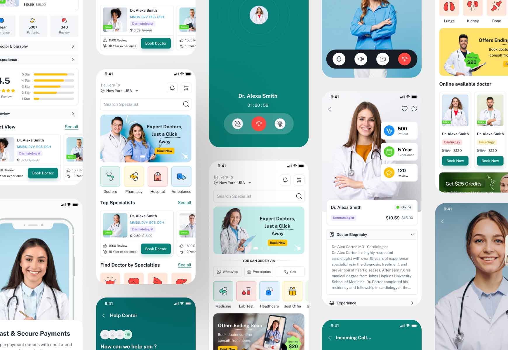 Doctor consulation, lab test , medicine mobile app UI/UX Design