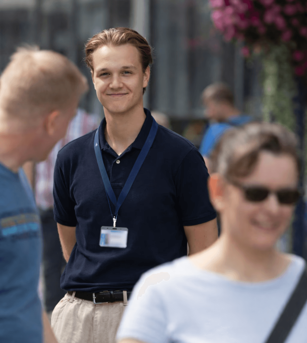 Staff image in happy mood