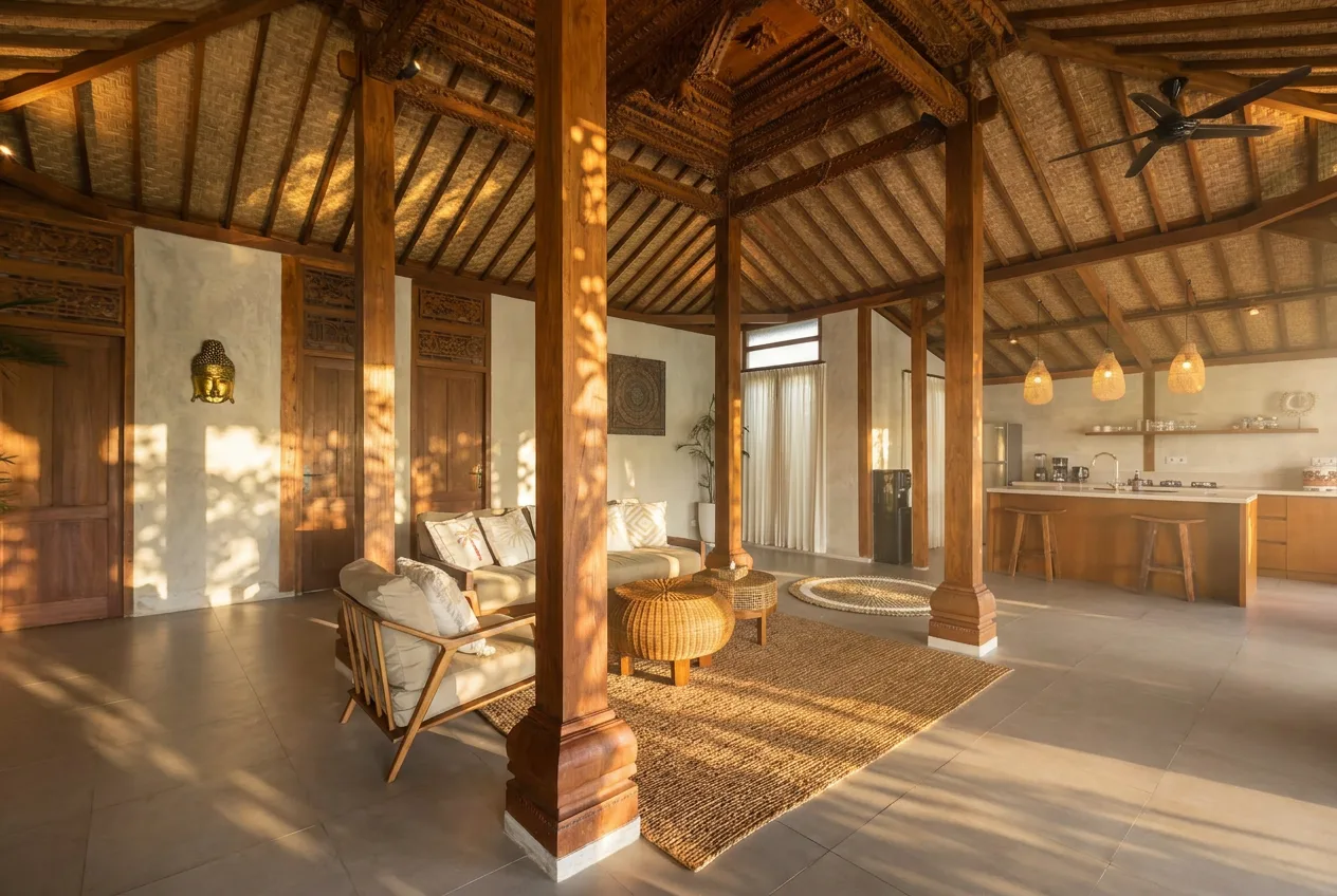 Woonkamer van een Joglo Villa