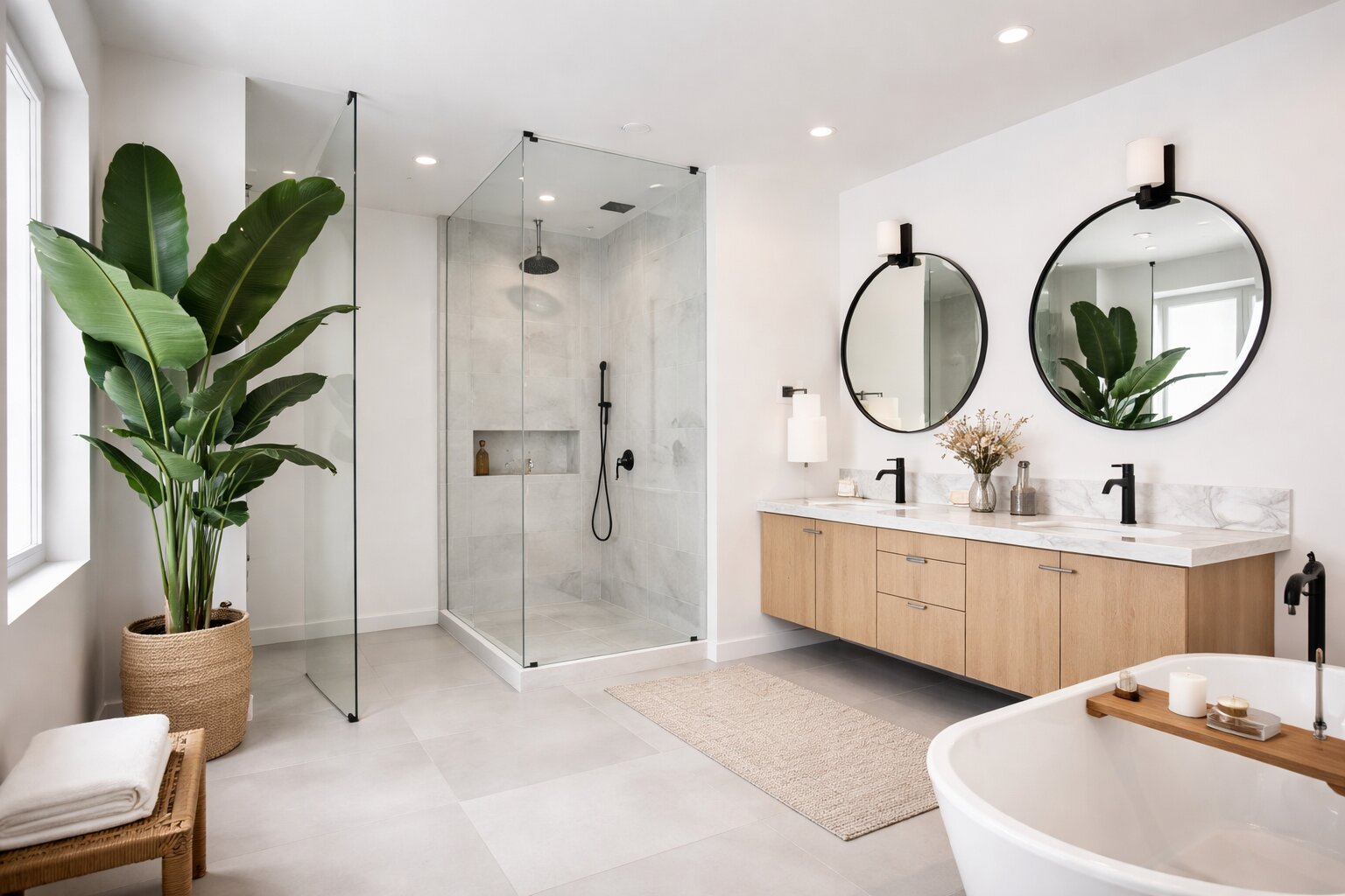 Airbnb bathroom greenery