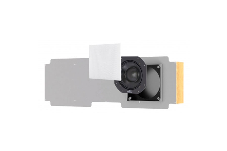 Black smart home device with screen showing time and temp