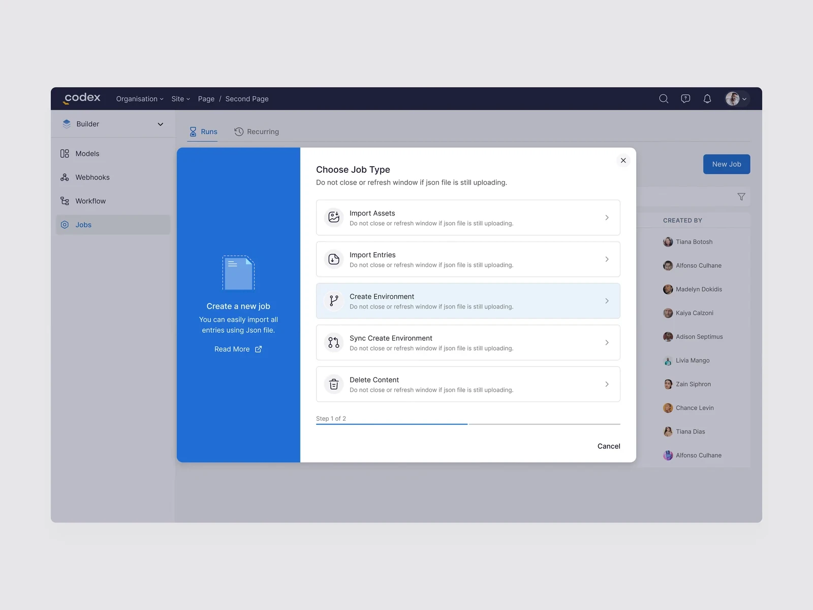 Codex โ choose job type