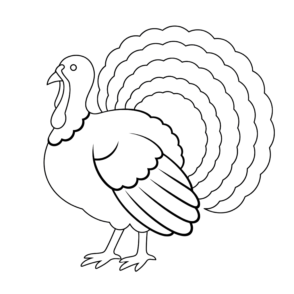 Black line illustration of a standing turkey