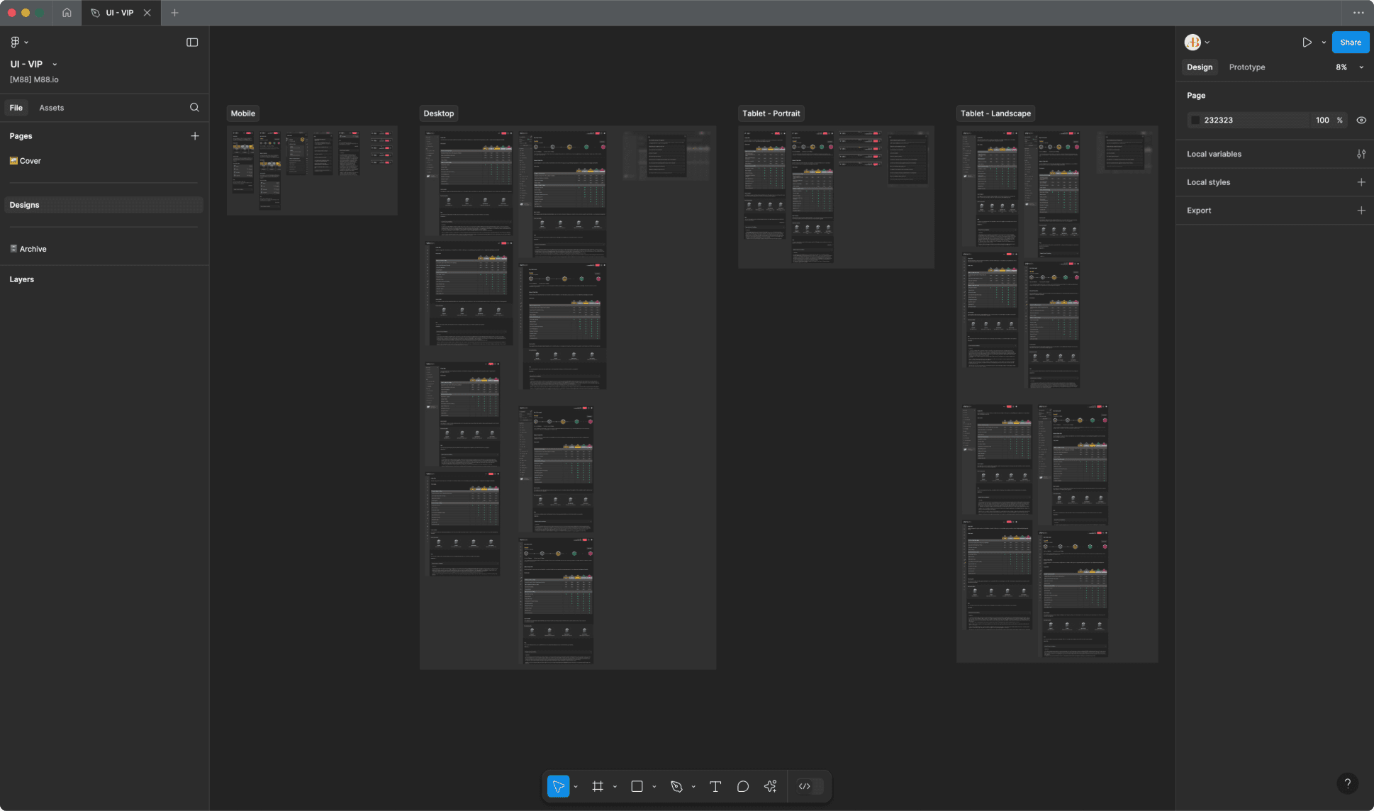M88.io's VIP mockups page