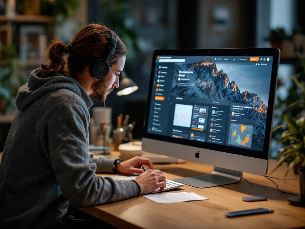 A man working on a computer