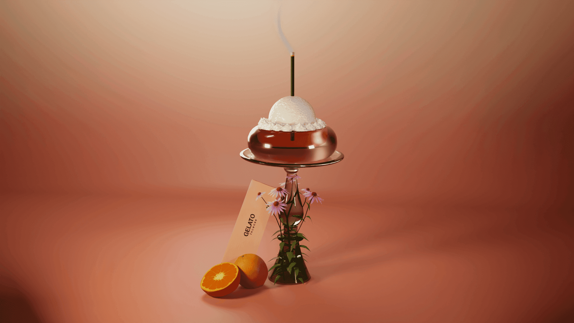A 3D render of an incense in studio lighting