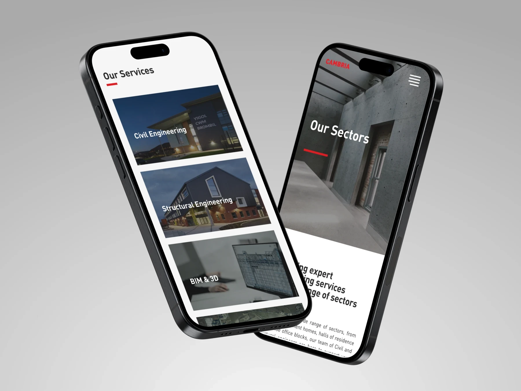 Cambria Consulting mobile web design mockup
