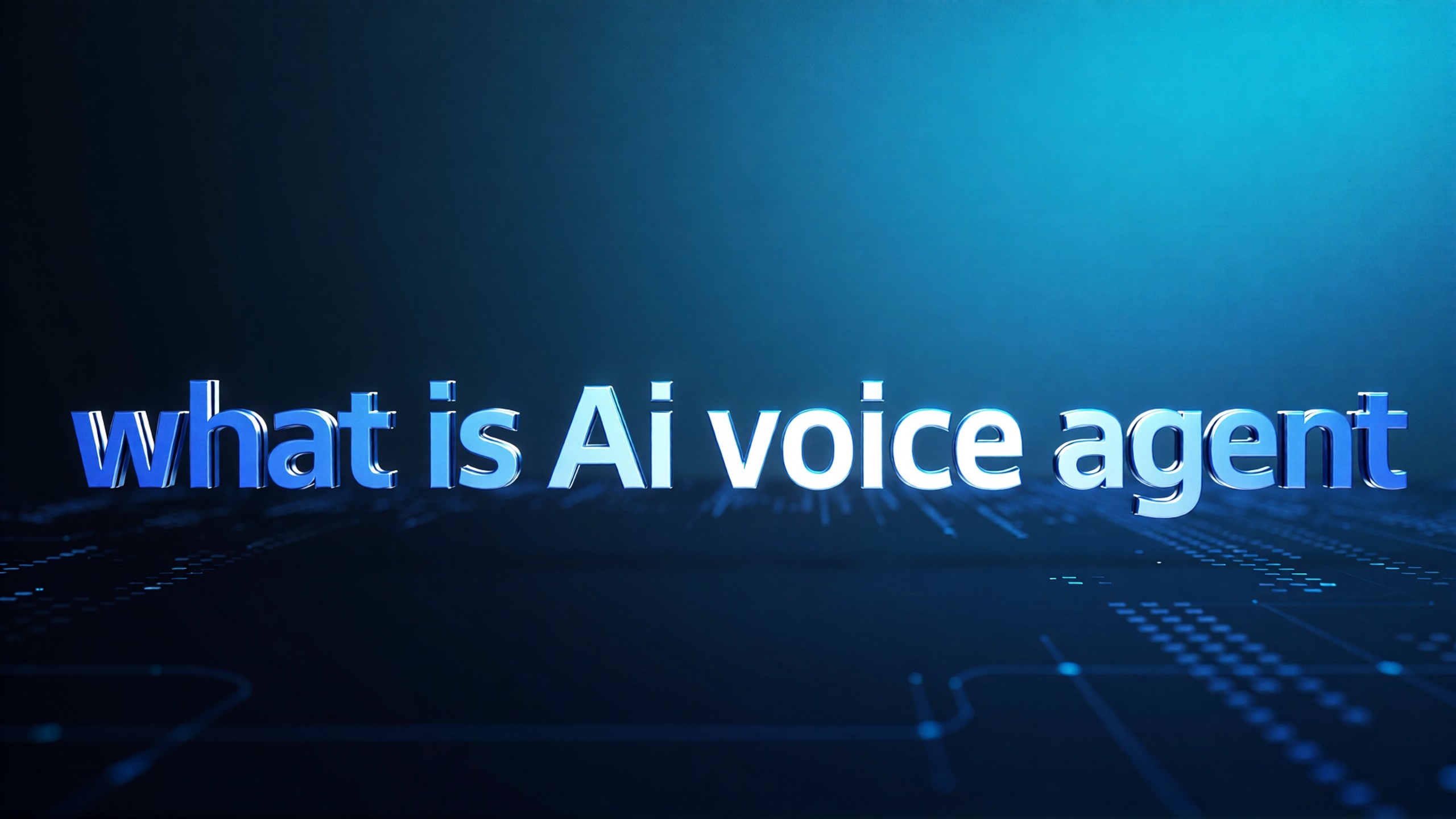 Banner text displaying 'What is AI Voice Agent?' on a futuristic tech background, introducing AI voice assistant concept.
