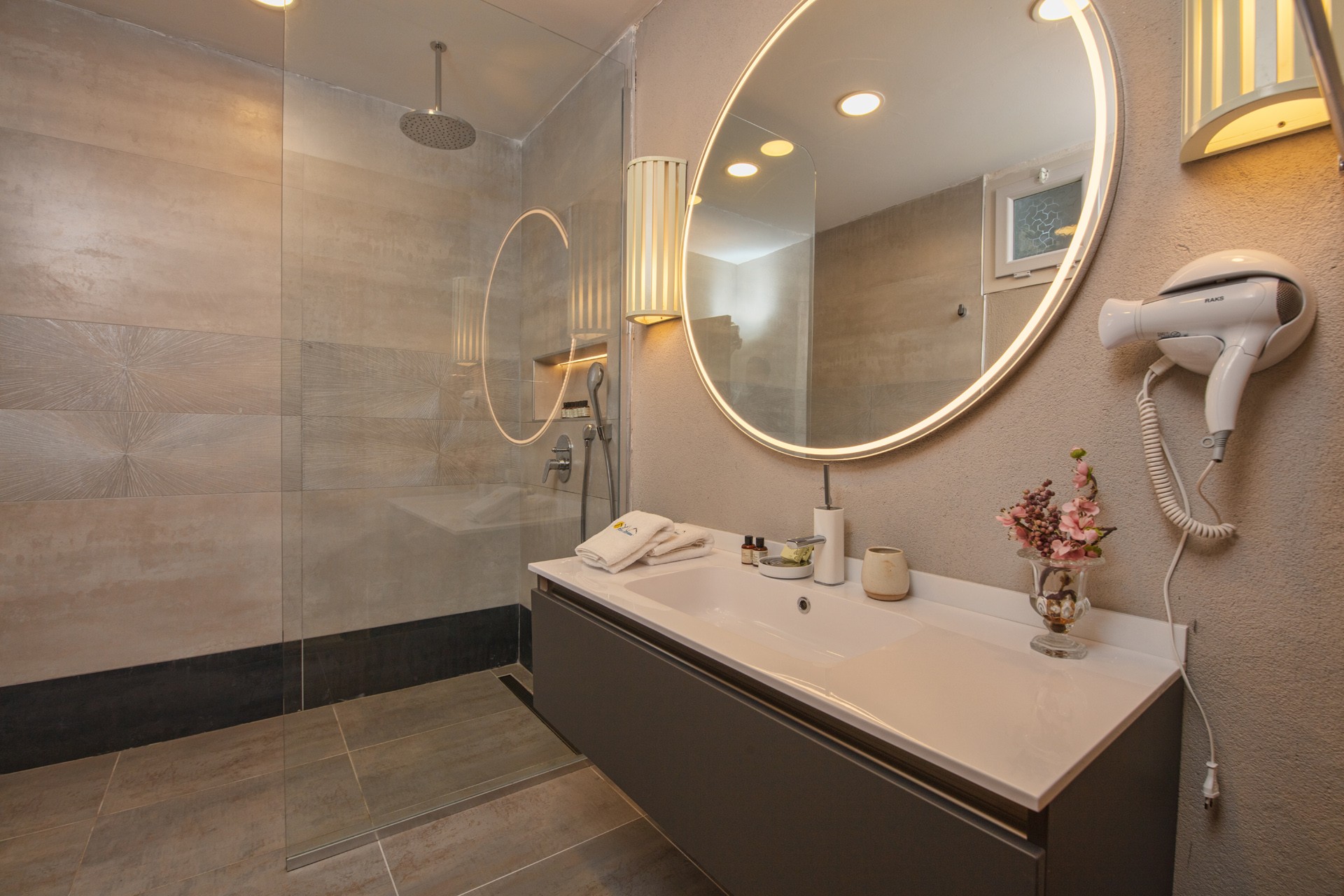 Evening mood scene, warm ambient lighting with soft bedside lamps