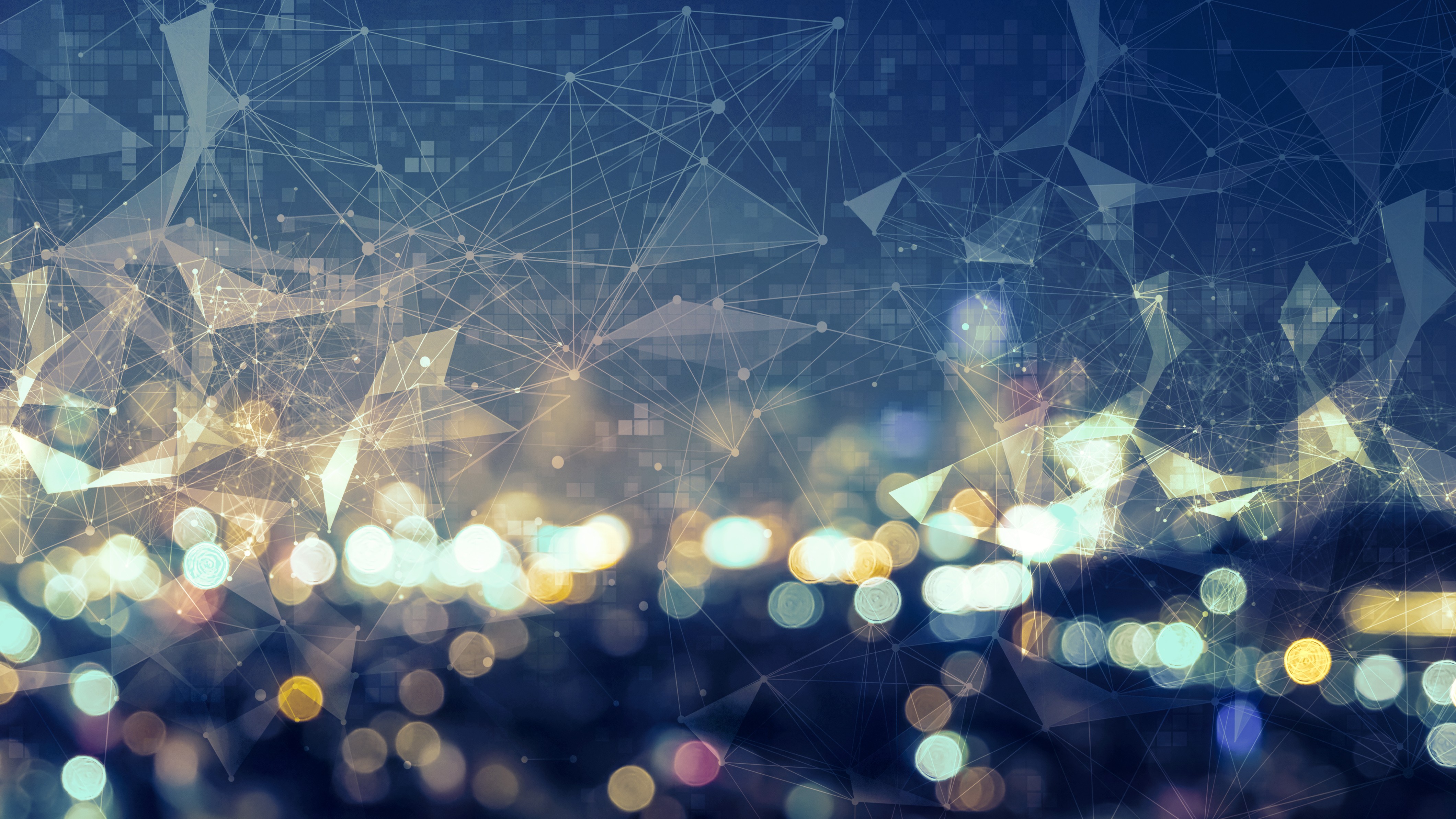 Abstract photo of city with digitial connections