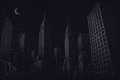 Background picture for a card with a dark city in the background.