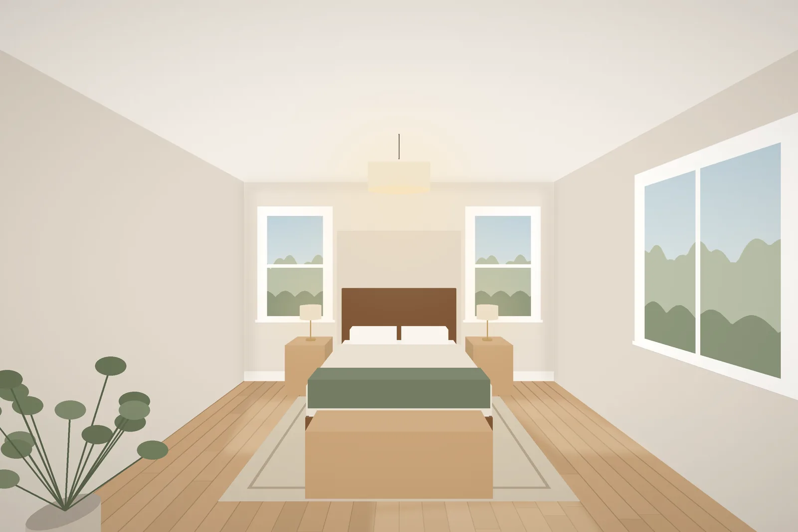Primary bedroom on the new second floor