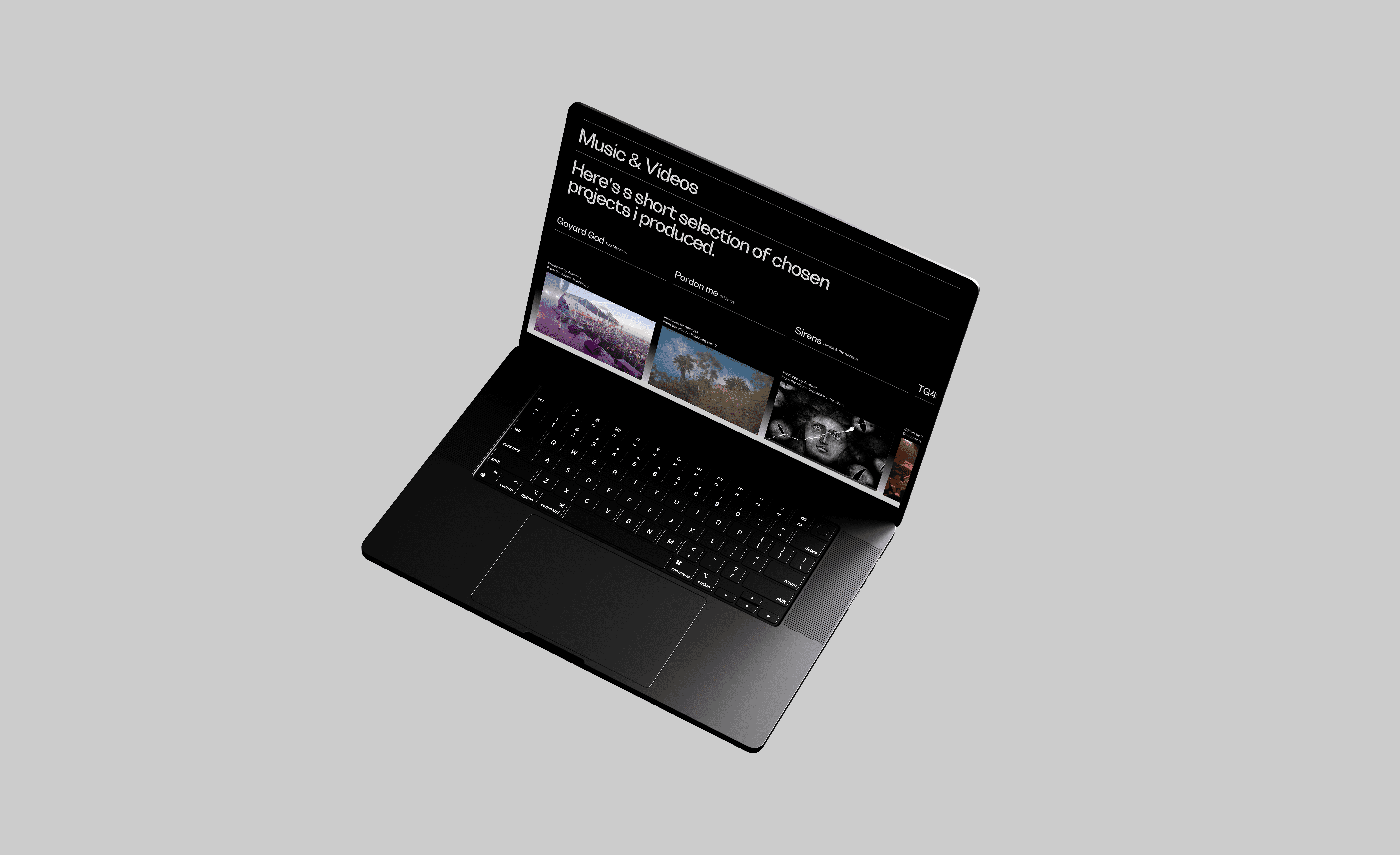 floating laptop device sohwing the gallery section of the website