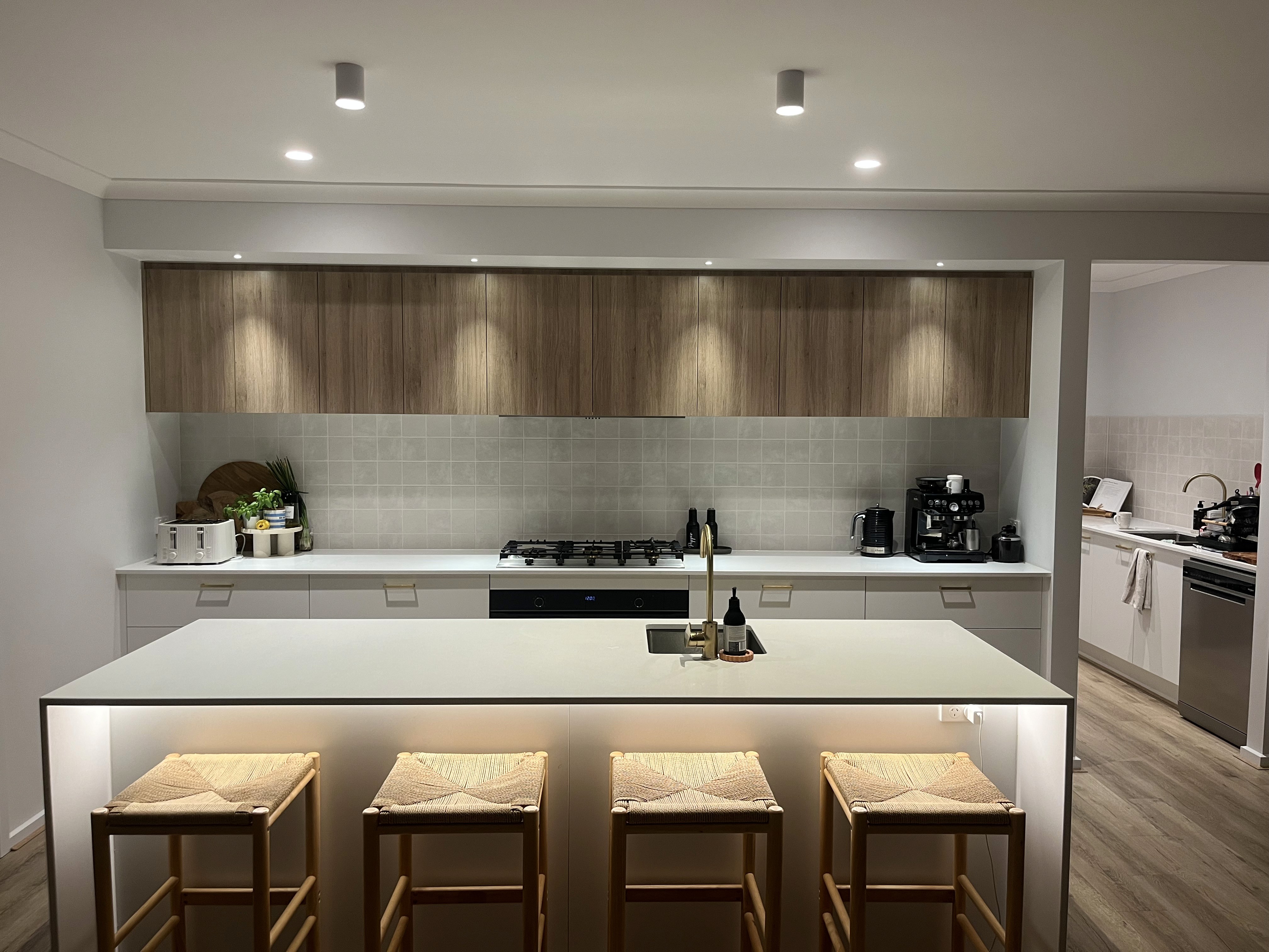 Custom kitchen lighting installation