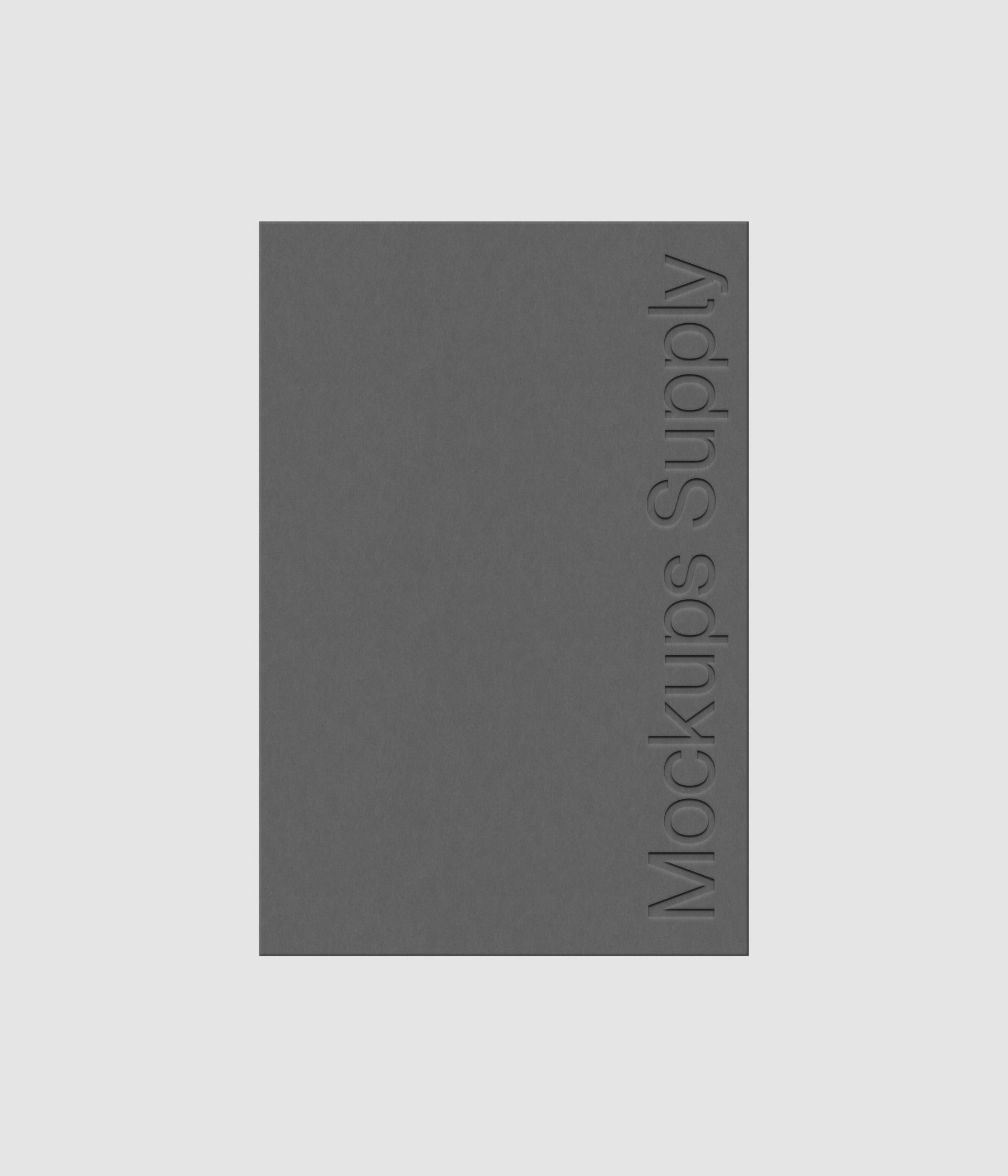 Poster mockup 2:3 portrait PSD with debossed logo effect, grey poster on white background, modern minimal paper mockup for print design and brand identity