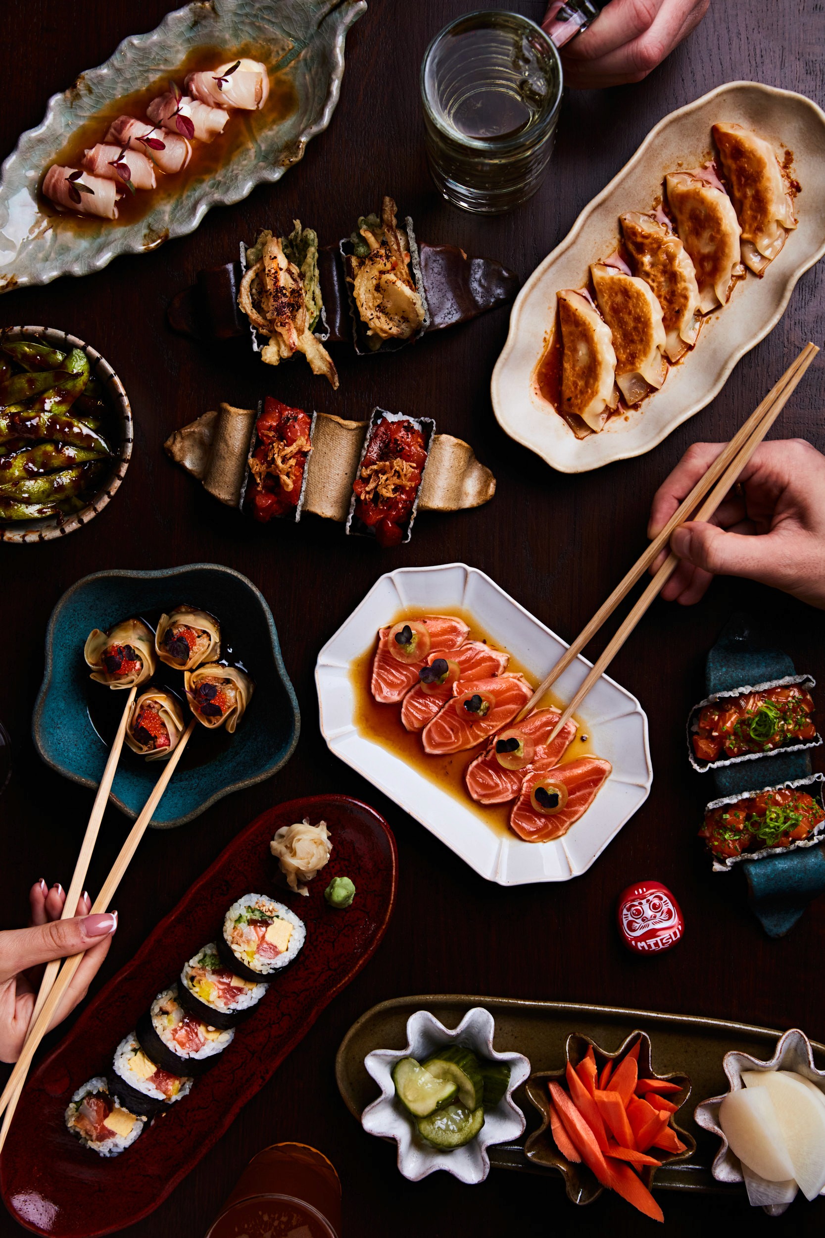 Assorted Japanese dishes from Mitsu à la carte menu including sashimi, kozara and snacks
