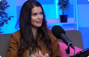 Sarah Ann Macklin talking on podcast