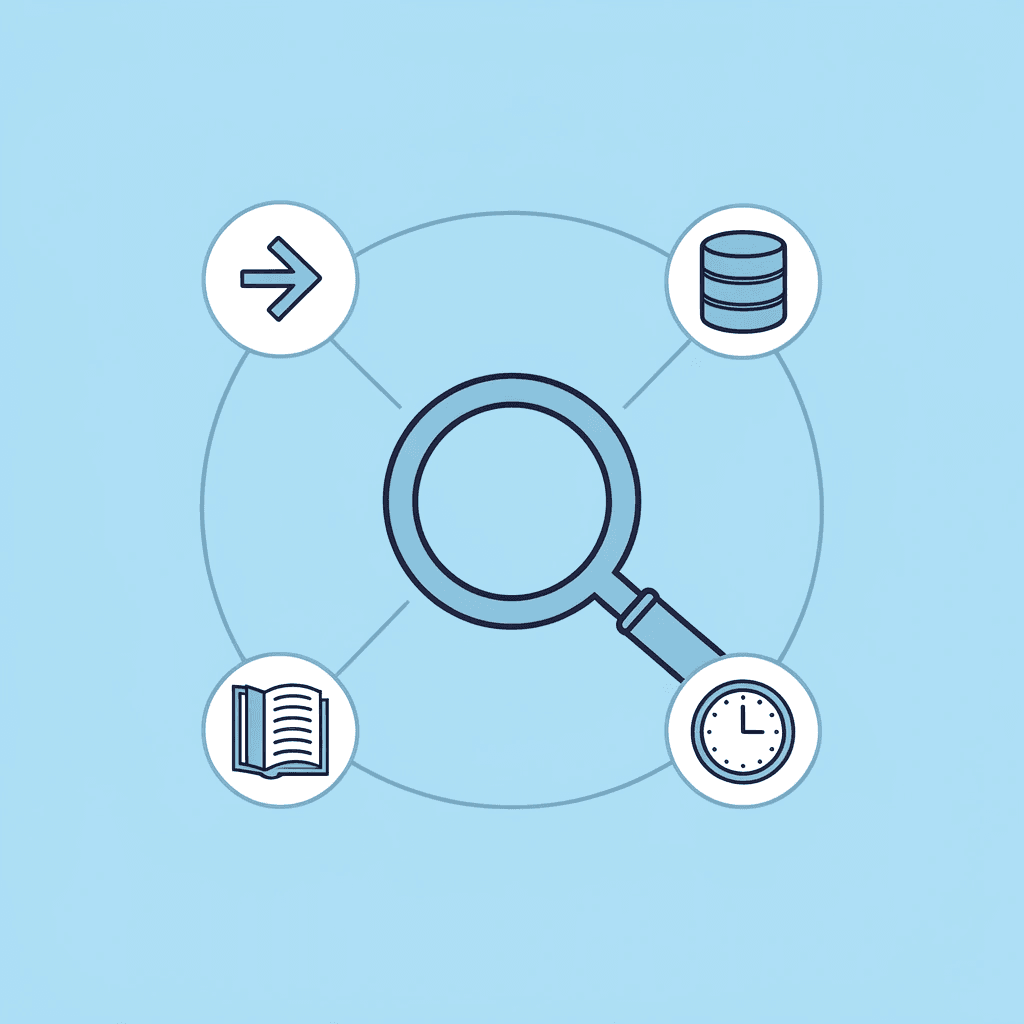 Central AI hub connected to multiple research documents revealing hidden connections