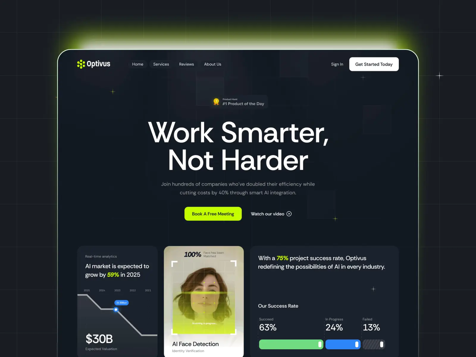 Optivus AI technology Framer template for SaaS startup website