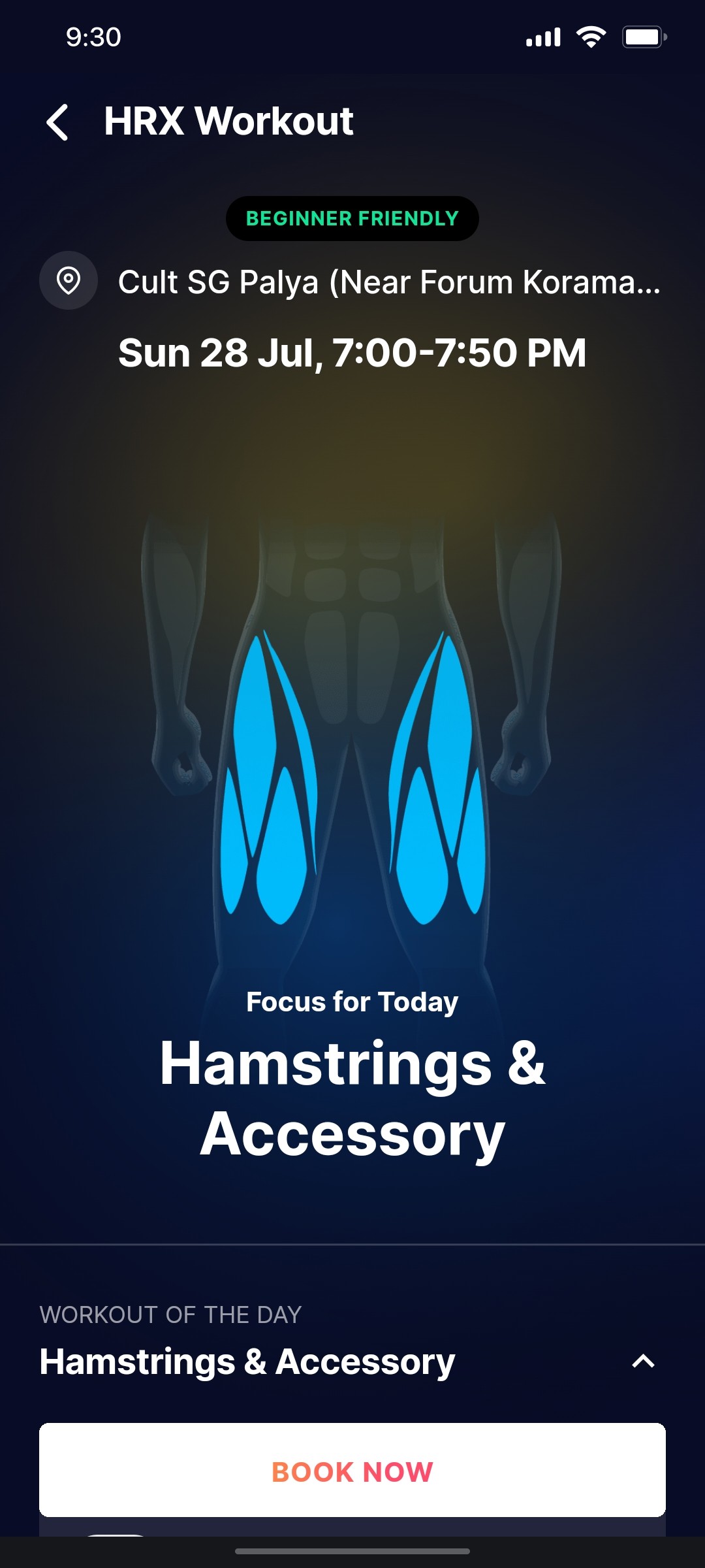 Cult.fit App HRX Workout Screen