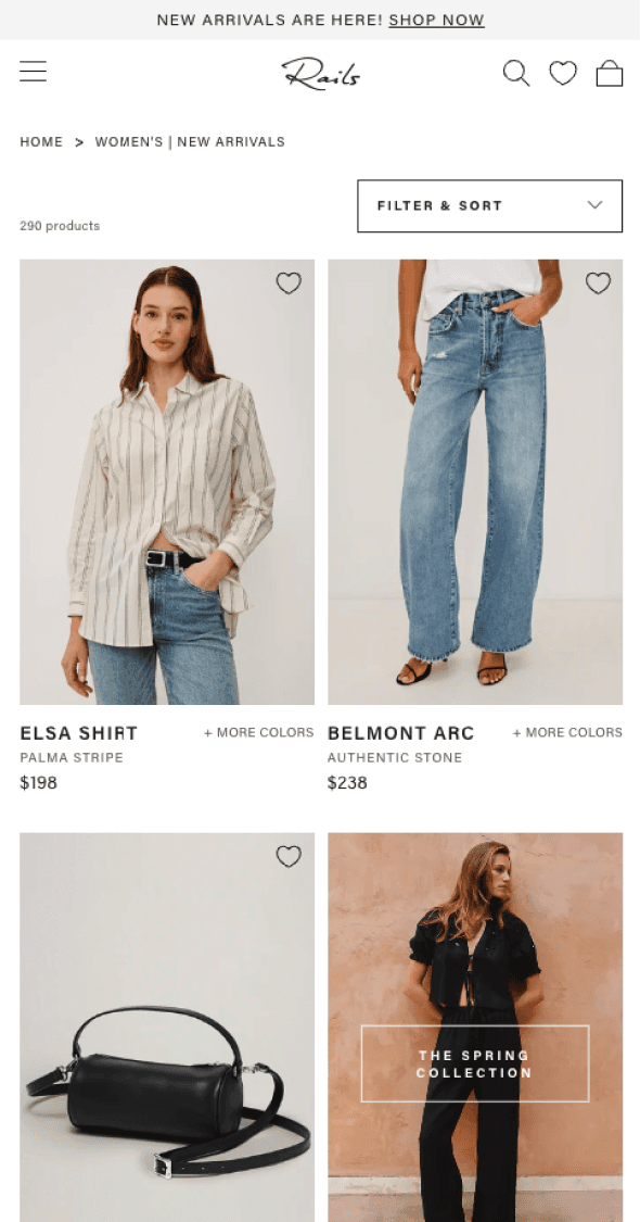 Mobile apparel product grid supporting browsing and discovery