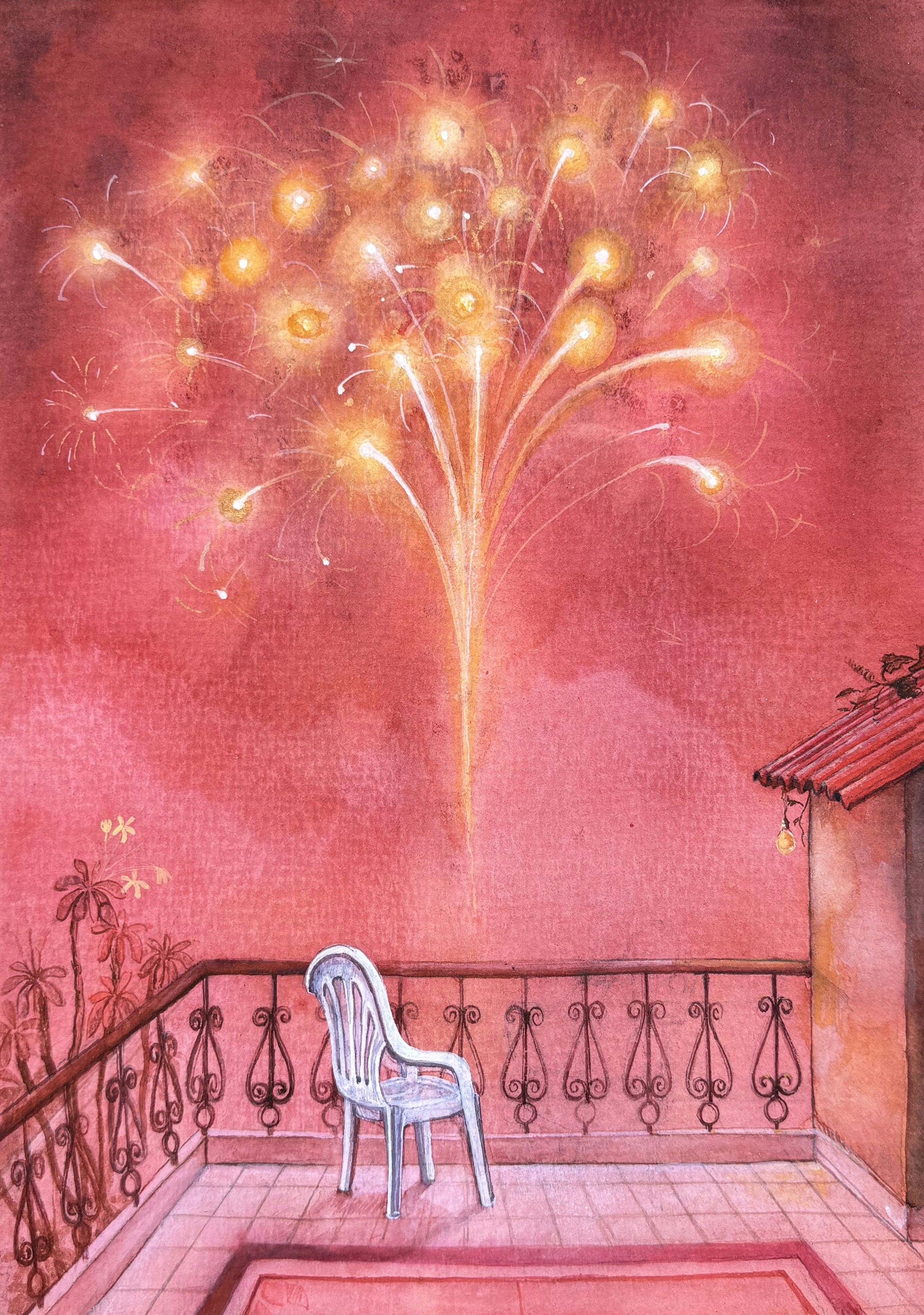 herd of sheep on road painting