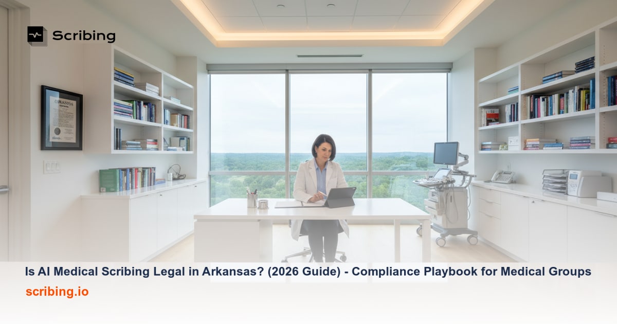 Medical office setting representing AI medical scribing compliance and regulatory guidance for Arkansas physician practices in 2026