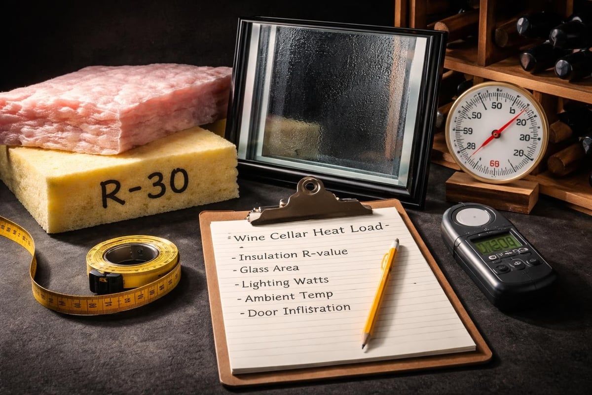 Wine cellar heat load factors