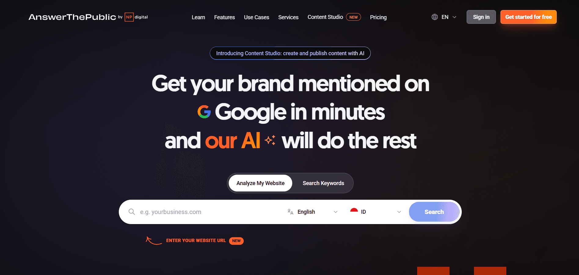Image showing Answer The Public website's homepage