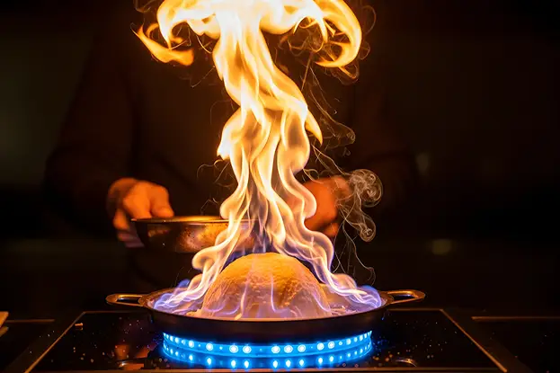 A beautifully plated steak with asparagus, drizzled with sauce, set against a colorful background.