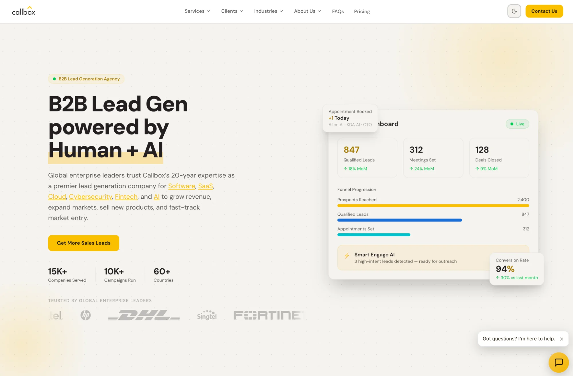 Callbox homepage: B2B lead generation and appointment setting
