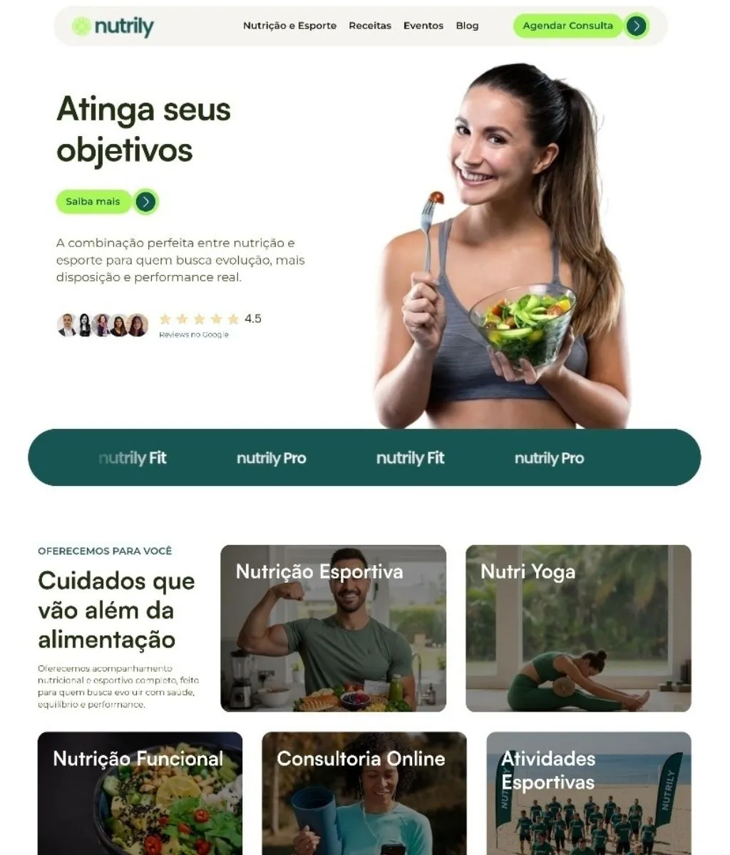 Mockup de site de nutricionista