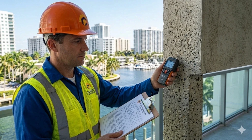 Concrete structural inspection assessment Fort Lauderdale Planet Construction Step 1