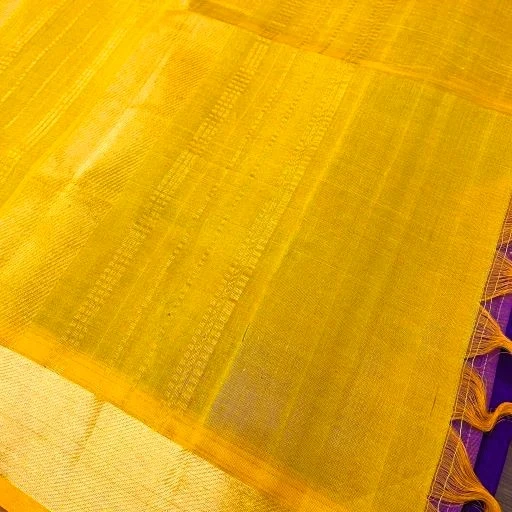 Dark Blue Mustard Yellow Silk Cotton Saree