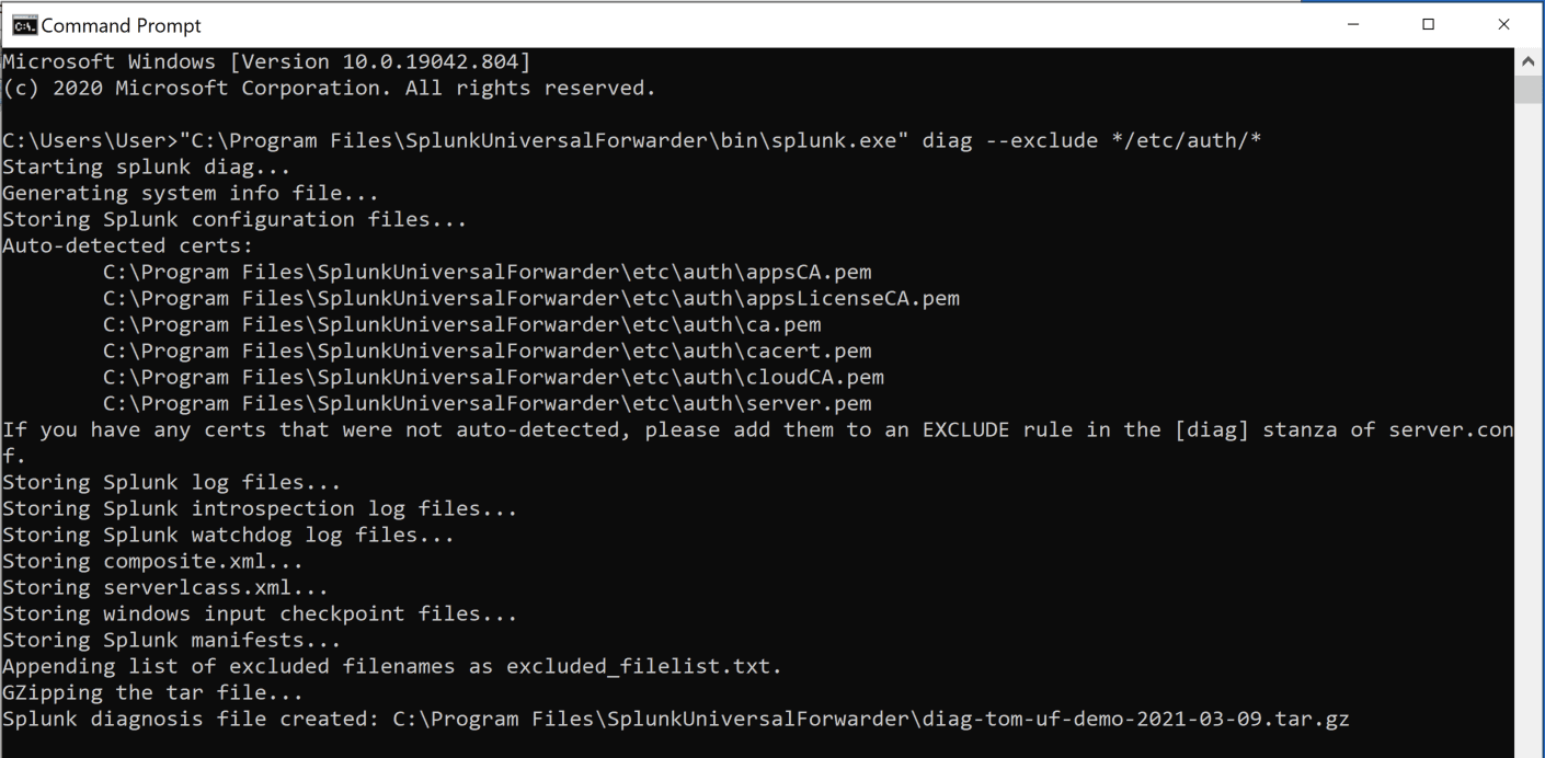 Generate a Diag in Splunk