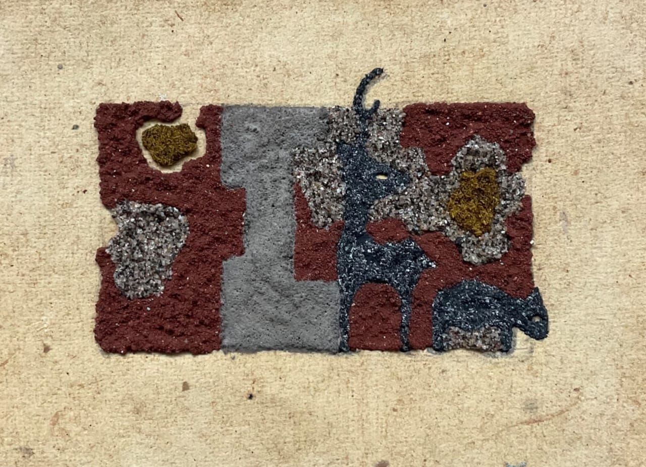 herd of sheep on road painting