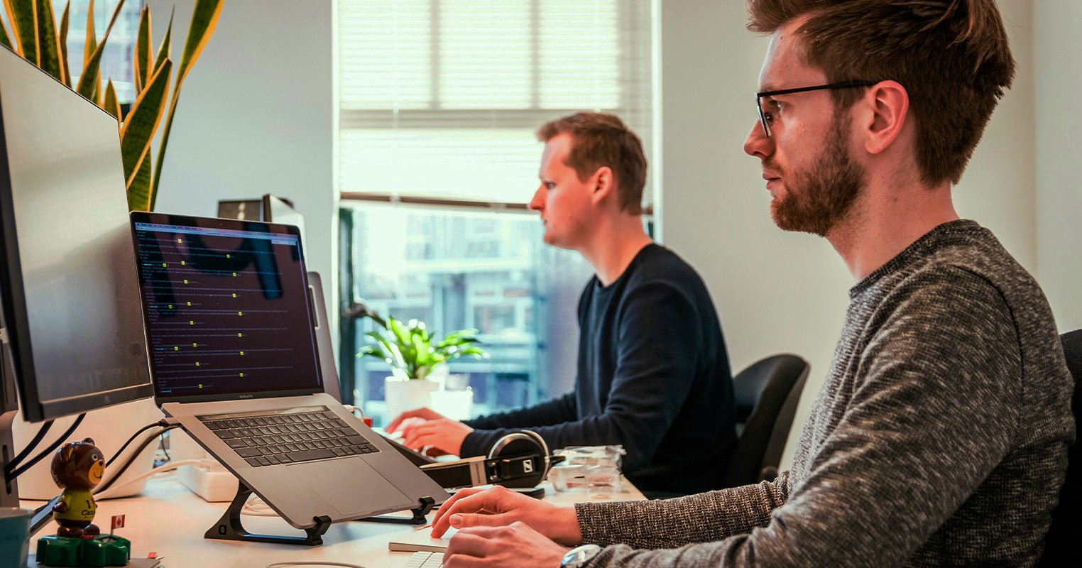 Working at desk in office