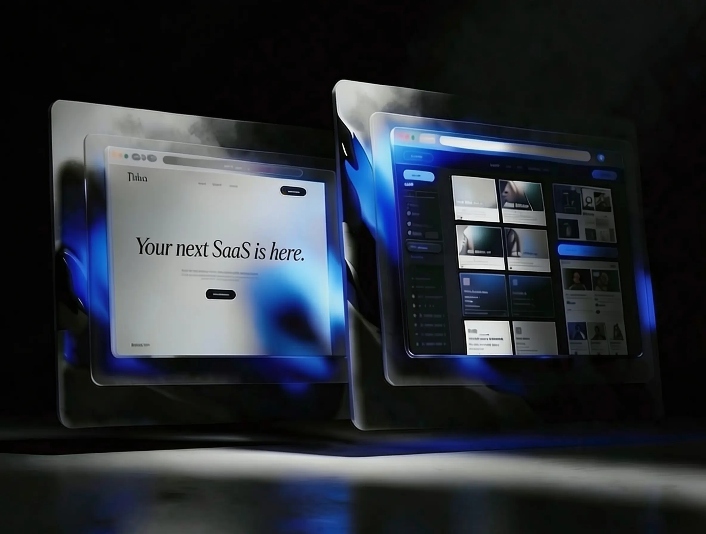 Two modern website interfaces displayed side by side, illustrating the differences between free and premium Framer templates.