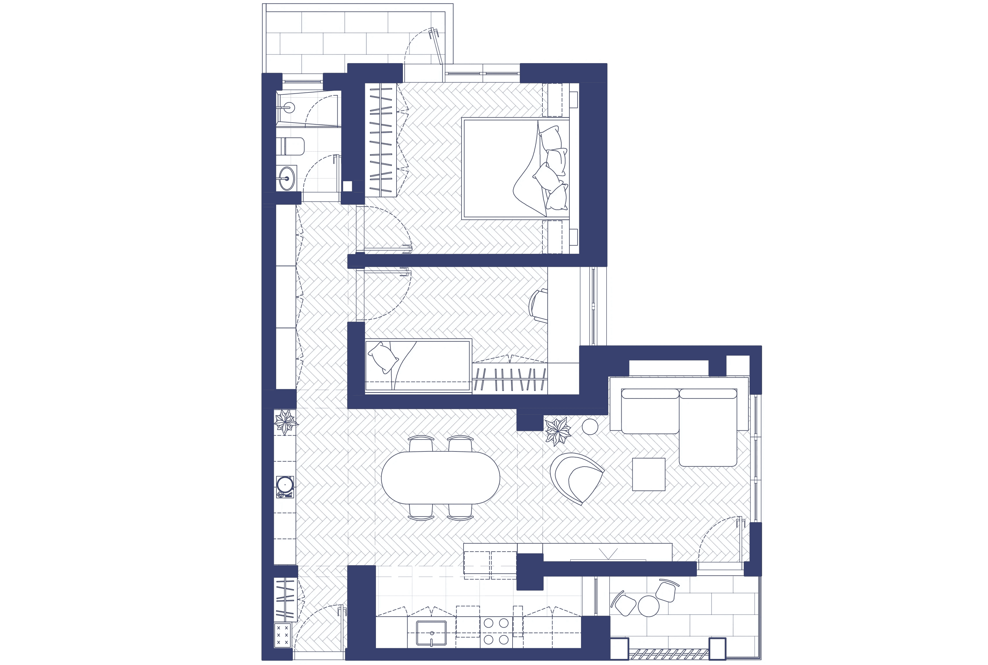 I&D Apartment - Architectural floor plan with modern open-plan